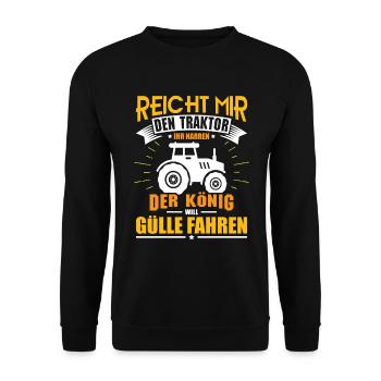 Landwirt Bauer Gülle Fahren - Unisex Pullover - Schwarz - Vorne - Alina (178cm) & Michal (187cm)