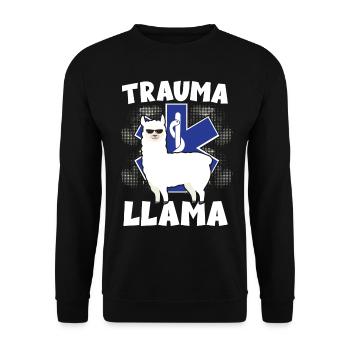 Trauma Llama Sanitäter Rettungsdienst - Unisex Pullover - Schwarz - Vorne - Alina (178cm) & Michal (187cm)