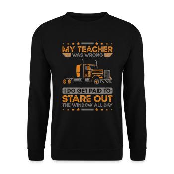 Camionneur Mon professeur s’est trompé Camionneur - Sweat-shirt Unisexe - noir - Devant - Alina (178cm) & Michal (187cm)