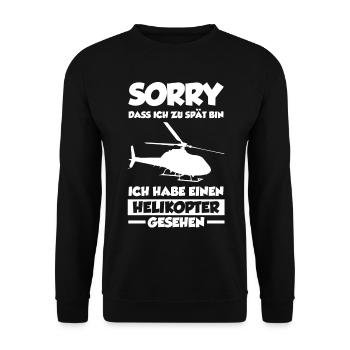 Helikopter Hubschrauber Pilot Heli - Unisex Pullover - Schwarz - Vorne - Alina (178cm) & Michal (187cm)