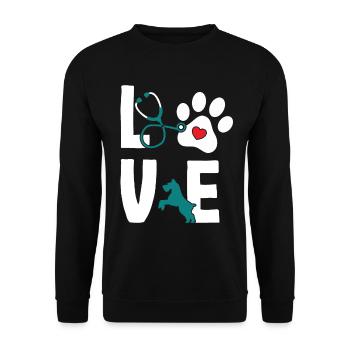 Love Tierarzt Tierärztin Veterinär - Unisex Pullover - Schwarz - Vorne - Alina (178cm) & Michal (187cm)