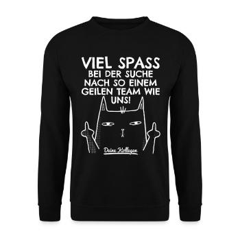 Jobwechsel Neuer Job Abschied Abschiedsgeschenk - Unisex Pullover - Schwarz - Vorne - Alina (178cm) & Michal (187cm)