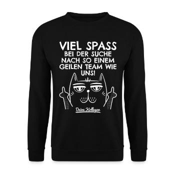 Jobwechsel Neuer Job Abschied Abschiedsgeschenk - Unisex Pullover - Schwarz - Vorne - Alina (178cm) & Michal (187cm)