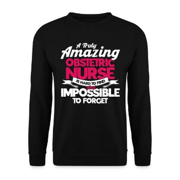 Hebamme Geburtshelfer Hebammen Geschenk - Unisex Pullover - Schwarz - Vorne - Alina (178cm) & Michal (187cm)