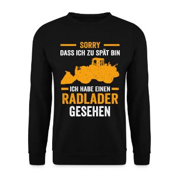 Radladerfahrer Baustelle Radladern Radlader - Unisex Pullover - Schwarz - Vorne - Alina (178cm) & Michal (187cm)