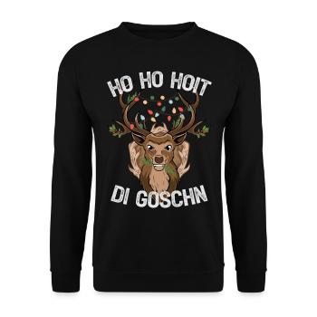 HO HO HOIT DI GOSCHN Weihnachten ugly Christmas - Unisex Pullover - Schwarz - Vorne - Alina (178cm) & Michal (187cm)