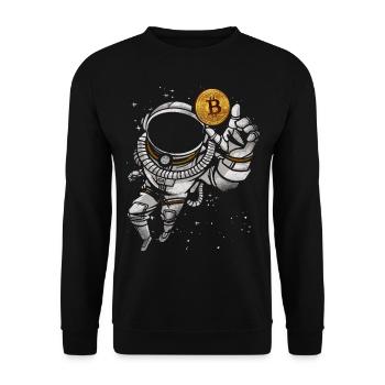 Bitcoin Crypto Astronaut - Unisex Sweatshirt - black - Front - Alina (178cm) & Michal (187cm)