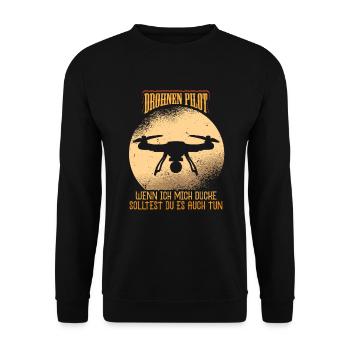 Drohne Drohnen Pilot - Unisex Pullover - Schwarz - Vorne - Alina (178cm) & Michal (187cm)