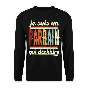 Je Suis Un Parrain Qui Déchiiire - Sweat-shirt Unisexe - noir - Devant - Alina (178cm) & Michal (187cm)