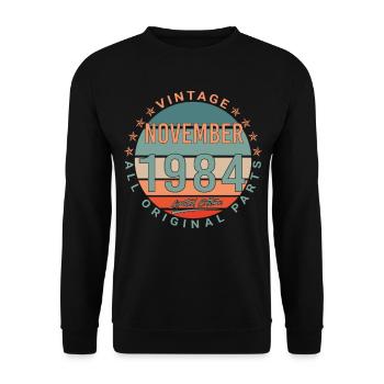Born in November 1984 Vintage Edition - Unisex Sweatshirt - black - Front - Alina (178cm) & Michal (187cm)