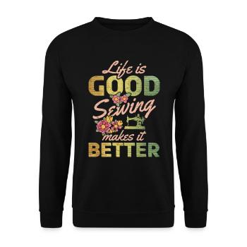 La vie dans les égouts est bonne la couture le rend meilleur - Sweat-shirt Unisexe - noir - Devant - Alina (178cm) & Michal (187cm)