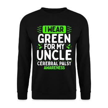 Cerebral Palsy Awareness Green Ribbon Uncle - Unisex Sweatshirt - black - Front - Alina (178cm) & Michal (187cm)
