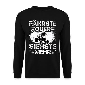 Quad ATV Fährste quer siehste mehr - Unisex Pullover - Schwarz - Vorne - Alina (178cm) & Michal (187cm)