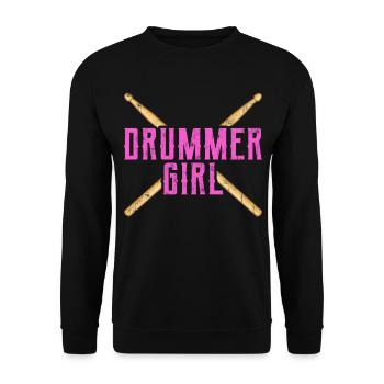 Drummer Girl / Drummer Drummer Gift - Unisex Sweatshirt - black - Front - Alina (178cm) & Michal (187cm)
