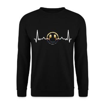 DJ Herzschlag Geschenk Für Discjockey Geschenkidee - Unisex Pullover - Schwarz - Vorne - Alina (178cm) & Michal (187cm)