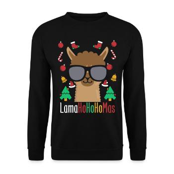 Weihnachten Tier Lama Lover Geschenk - Unisex Pullover - Schwarz - Vorne - Alina (178cm) & Michal (187cm)