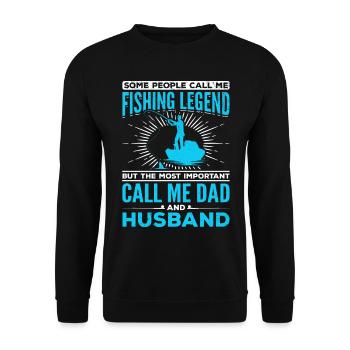 Papa Fishing Legend - Fish Angler Papa Husband - Unisex Sweatshirt - black - Front - Alina (178cm) & Michal (187cm)