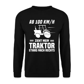 Landwirt Bauer Traktor Trecker Lustiger Spruch - Unisex Pullover - Schwarz - Vorne - Alina (178cm) & Michal (187cm)