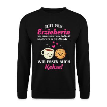 Erzieherin - Unisex Pullover - Schwarz - Vorne - Alina (178cm) & Michal (187cm)