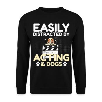 Facilement distrait par le jeu d’acteur et les chiens - Sweat-shirt Unisexe - noir - Devant - Alina (178cm) & Michal (187cm)