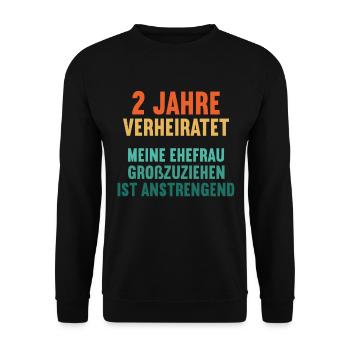 2 Jahre verheiratet lustig 2. Hochzeitstag - Unisex Pullover - Schwarz - Vorne - Alina (178cm) & Michal (187cm)