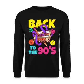 90s Outfit Party 90s Motto Mixtape Cassette - Sweat-shirt Unisexe - noir - Devant - Alina (178cm) & Michal (187cm)
