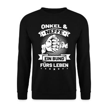 Onkel & Neffe - Unisex Pullover - Schwarz - Vorne - Alina (178cm) & Michal (187cm)