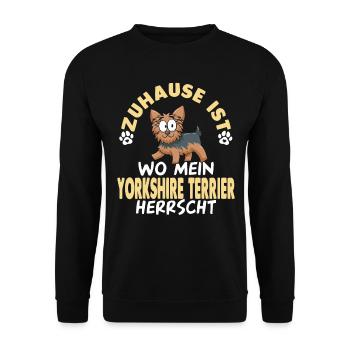 Yorkshire Terrier Hunde - Unisex Pullover - Schwarz - Vorne - Alina (178cm) & Michal (187cm)