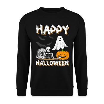 Happy Halloween - Unisex Pullover - Schwarz - Vorne - Alina (178cm) & Michal (187cm)