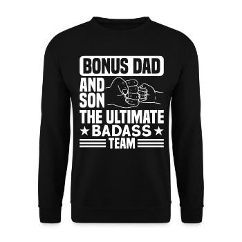 Stepfather Bonus Papa Bonus Father Gift - Unisex Sweatshirt - black - Front - Alina (178cm) & Michal (187cm)