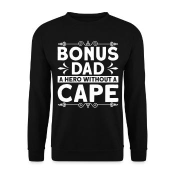 Bonus Father Stepfather Bonus Papa Gift - Unisex Sweatshirt - black - Front - Alina (178cm) & Michal (187cm)