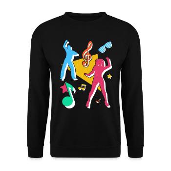90er Jahre 1990er Neunziger Outfit Mottoparty - Unisex Pullover - Schwarz - Vorne - Alina (178cm) & Michal (187cm)