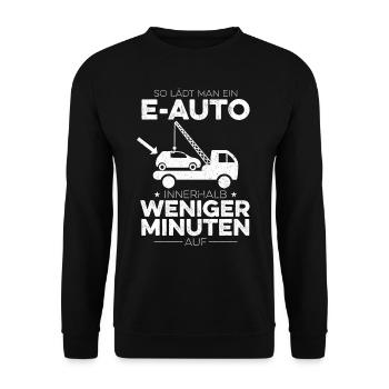 Umwelt Anti E-Auto Elektroauto Umweltschutz - Unisex Pullover - Schwarz - Vorne - Alina (178cm) & Michal (187cm)
