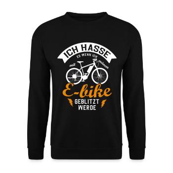 E-Bike - Unisex Pullover - Schwarz - Vorne - Alina (178cm) & Michal (187cm)