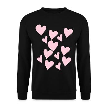 Delicate Pink Hearts - Unisex Sweatshirt - black - Front - Alina (178cm) & Michal (187cm)