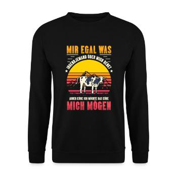 Ich möchte das Kühe mich mögen Landwirt Bauer - Unisex Pullover - Schwarz - Vorne - Alina (178cm) & Michal (187cm)