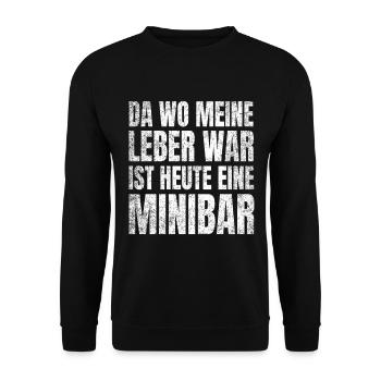 Wo früher meine Leber war ist heute eine Minibar - Unisex Pullover - Schwarz - Vorne - Alina (178cm) & Michal (187cm)