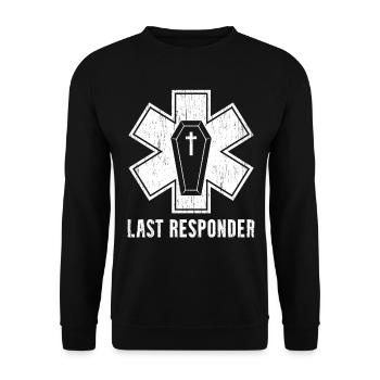 Last Answer Mortuary Undertaker - Unisex Sweatshirt - black - Front - Alina (178cm) & Michal (187cm)