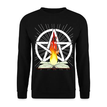Pentagramm Hexerei Satanisch Okkult Spirituell - Unisex Pullover - Schwarz - Vorne - Alina (178cm) & Michal (187cm)