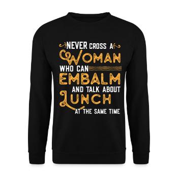 Drôle de dicton de pompes funèbres - Sweat-shirt Unisexe - noir - Devant - Alina (178cm) & Michal (187cm)