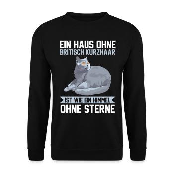 Britisch Kurzhaar Katzen - Unisex Pullover - Schwarz - Vorne - Alina (178cm) & Michal (187cm)