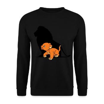 Niedlicher Löwe Schatten Tier Kinder Geschenk - Unisex Pullover - Schwarz - Vorne - Alina (178cm) & Michal (187cm)