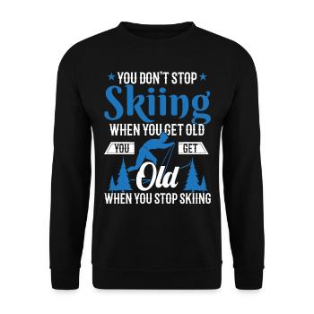 Ski Spruch Alter Mann Opa - Unisex Pullover - Schwarz - Vorne - Alina (178cm) & Michal (187cm)