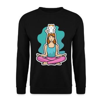Yoga with the cat - Unisex Sweatshirt - black - Front - Alina (178cm) & Michal (187cm)