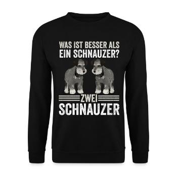 Zwei Schnauzer Hund Schnauzer - Unisex Pullover - Schwarz - Vorne - Alina (178cm) & Michal (187cm)