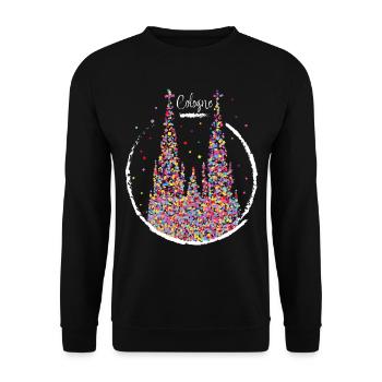 Kölner Dom Karneval Fasching Konfetti Geschenk - Unisex Pullover - Schwarz - Vorne - Alina (178cm) & Michal (187cm)