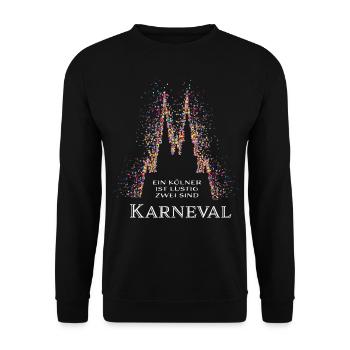 Kölner Dom Karneval Fasching Konfetti Geschenk - Unisex Pullover - Schwarz - Vorne - Alina (178cm) & Michal (187cm)