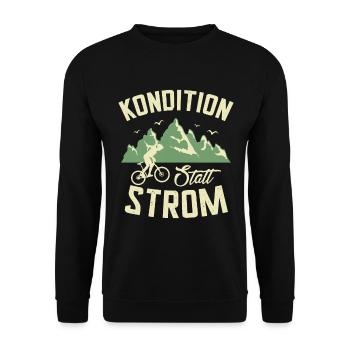 Mountainbike Kondition statt Strom - Unisex Pullover - Schwarz - Vorne - Alina (178cm) & Michal (187cm)