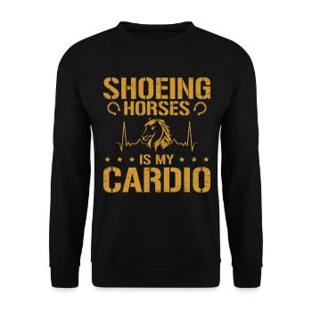 Hufschmied Beschlagpferde ist mein Cardio - Unisex Pullover - Schwarz - Vorne - Alina (178cm) & Michal (187cm)