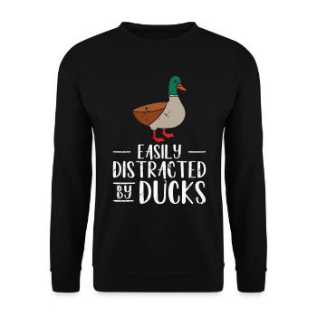 Easily Distracted By Ducks Ente Gummiente - Unisex Pullover - Schwarz - Vorne - Alina (178cm) & Michal (187cm)